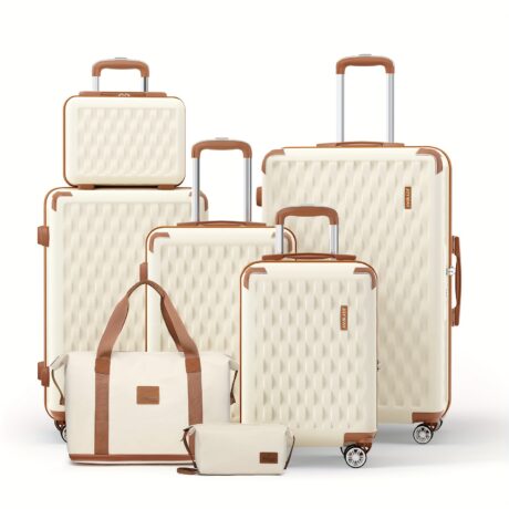 Luggage Sets 7 Piece Suitcase Set, Hard Shell Carry On Luggage Travel Suitcases With Spinner Wheels And TSA Lock, Lightweight Luggage Set For Women